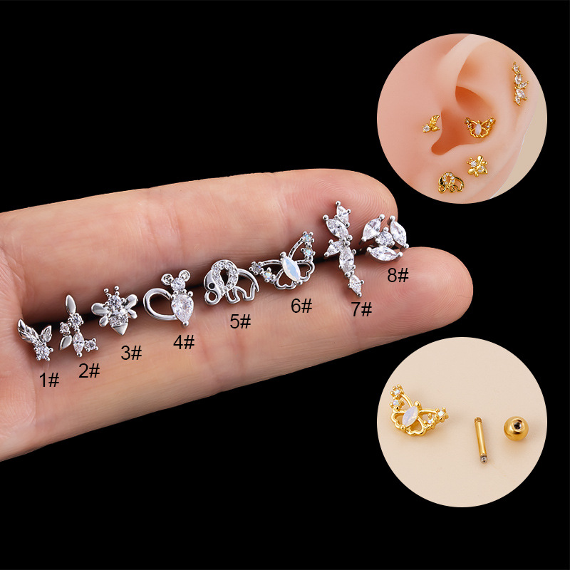 Fashion Butterfly Stainless Steel Copper Plating Inlay Zircon Ear Studs 1 Piece display picture 2