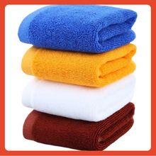 ✅跨境纯棉小方巾30*30擦手巾刺绣logo礼品毛巾黄蓝灰色小方