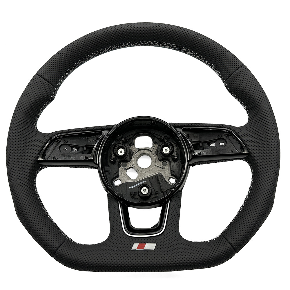 Suitable for Audi A4B9 S model semi-perforated white line steering wheel without paddle shifters, modified with a frame