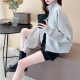plus size Loose Zipper Cardigan Solid Color Collar Jacket Thin Sweater Jacket Trendy
