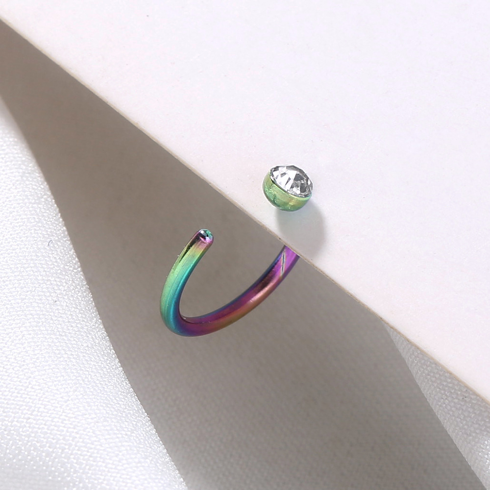 niche piercing C-shaped stainless steel rhinestone nose ring diamond nose nail jewelry