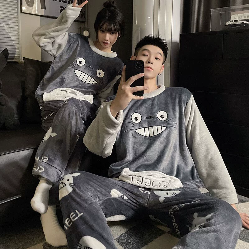 Новая зимняя пара пижамы коралловый бархат мужская бархатная толстая фланелевая теплая домашняя одежда костюм можно носить на улице