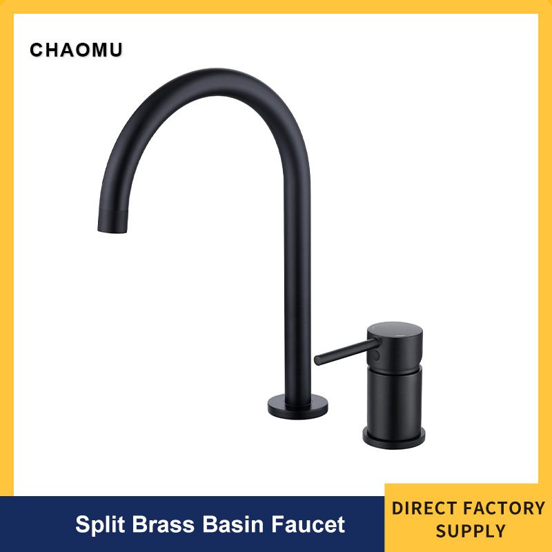 Cross-Border Brass Dual-Hole Separate Basin Hot and Cold Water Faucet Brushed Gold Black Gun Gray Bathroom Sink Cross-Border Brass Dual-Hole Separate Basin Hot and Cold Water Faucet Brushed Gold Black Gun Gray Bathroom Sink