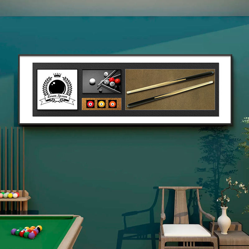 Billares decoración pintura sala de estar sofá pared de fondo tridimensional entrada física 3D pasillo sala de billar club pintura colgante