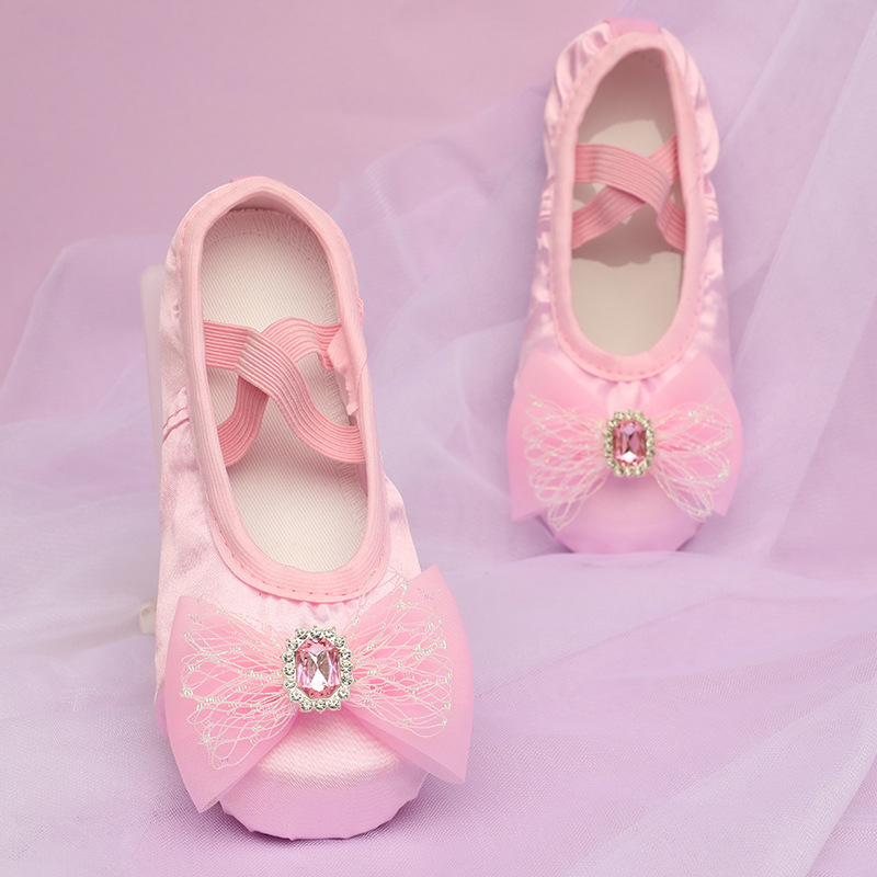 New children's dance shoes girls' practice ballet body performance dancing soft bottom cute bow accessories 8071