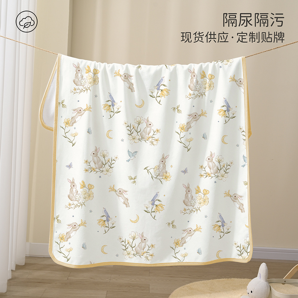 Diaper Pad Baby Pure Cotton Mattress Cartoon Print Machine Washable Combed Cotton Breathable Sweat-Absorbent Baby Nap Pad