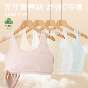 Girls' Development Period Bra, Youthful Girl Student Sports Vest-Style Shoulder Strap Intimates Without Rims, Comfortable and Breathable