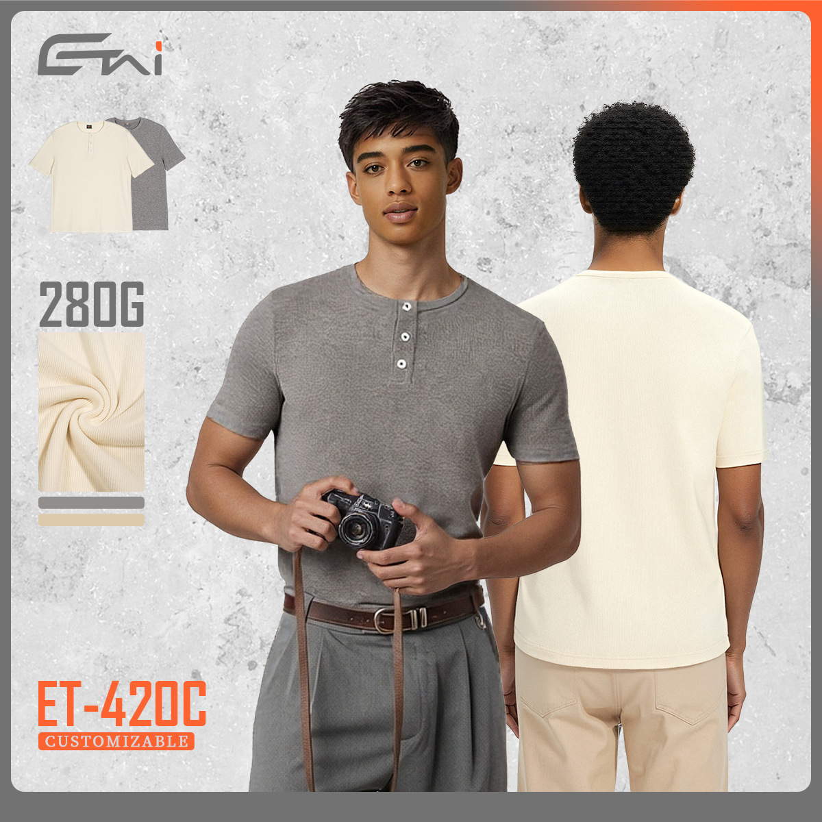ETAI ropa de hombre verano henry manga corta marca de moda para hombres casual de alta calidad camiseta delgada modelo base