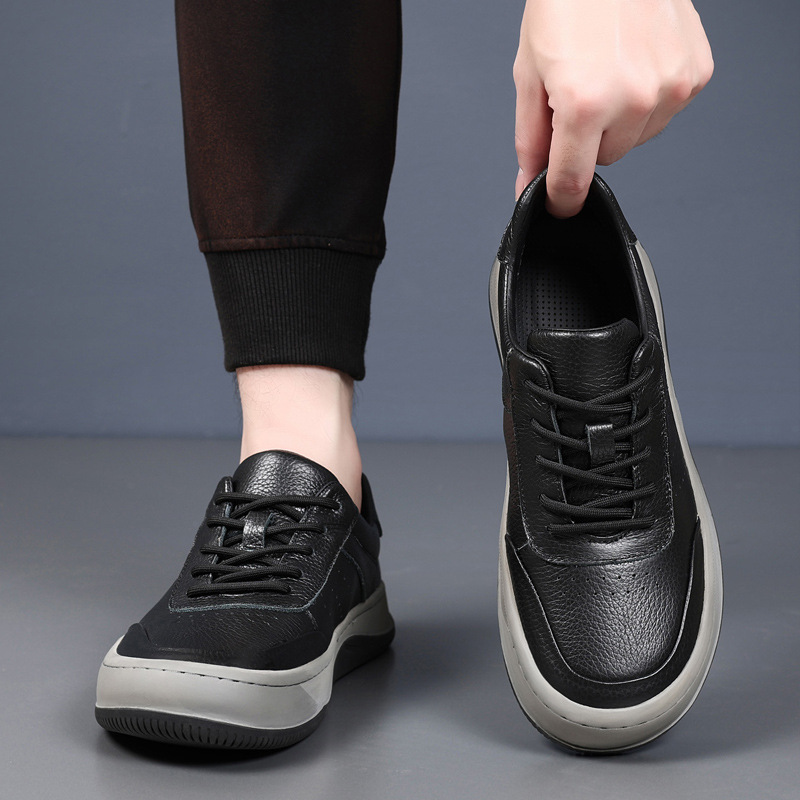 Cabeza de cuero de vaca de otoño nuevos zapatos casuales de hombre cuero transpirables zapatos de mango para hombres zapatos de hombre universal zapatos de suela gruesa