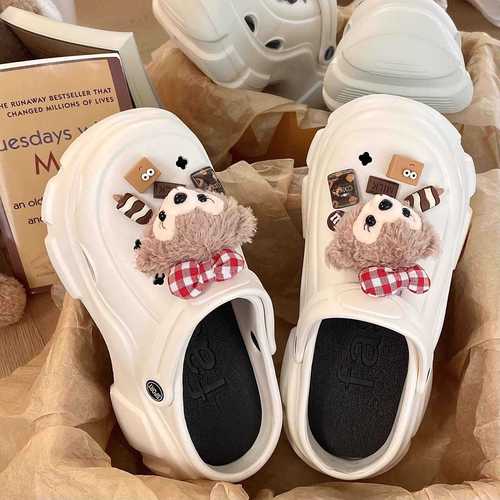 EVA Women's Summer Outer Wear Fashion Lace-Up 2024 New Model Internet Famous Thick Sole Height Increasing Anti-Slip Cap Toe Open-Toe Slippers