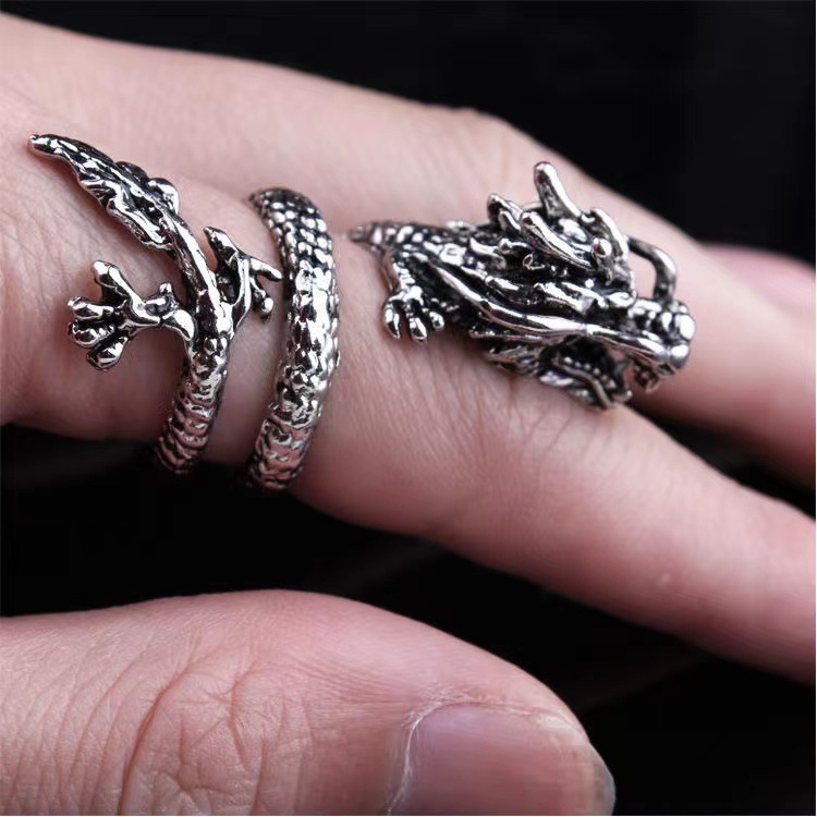 Japanese and Korean Style Dragon Ring Men's Opening Personality Single Dragon Ring Index Finger Ring Women's Retro Domineering Dragon Ring Tide Society