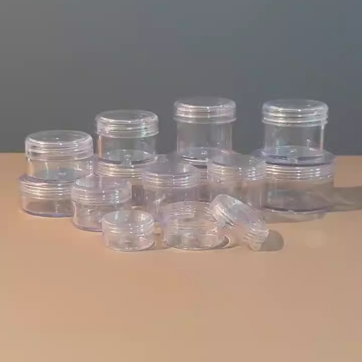 In-Stock Round Plastic Ps Cream Jar 5Ml-50Ml Nail Art Glitter Box Eyeshadow Cosmetics Flocking Powder Packaging