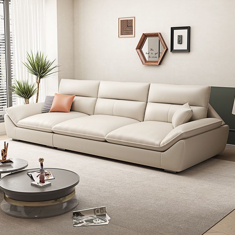 High-End Internet Celebrity Fabric Sofa for Small Living Rooms, Cream Style Rental Apartment Three-Seater Straight Cat Scratch-Resistant Leather Sofa
