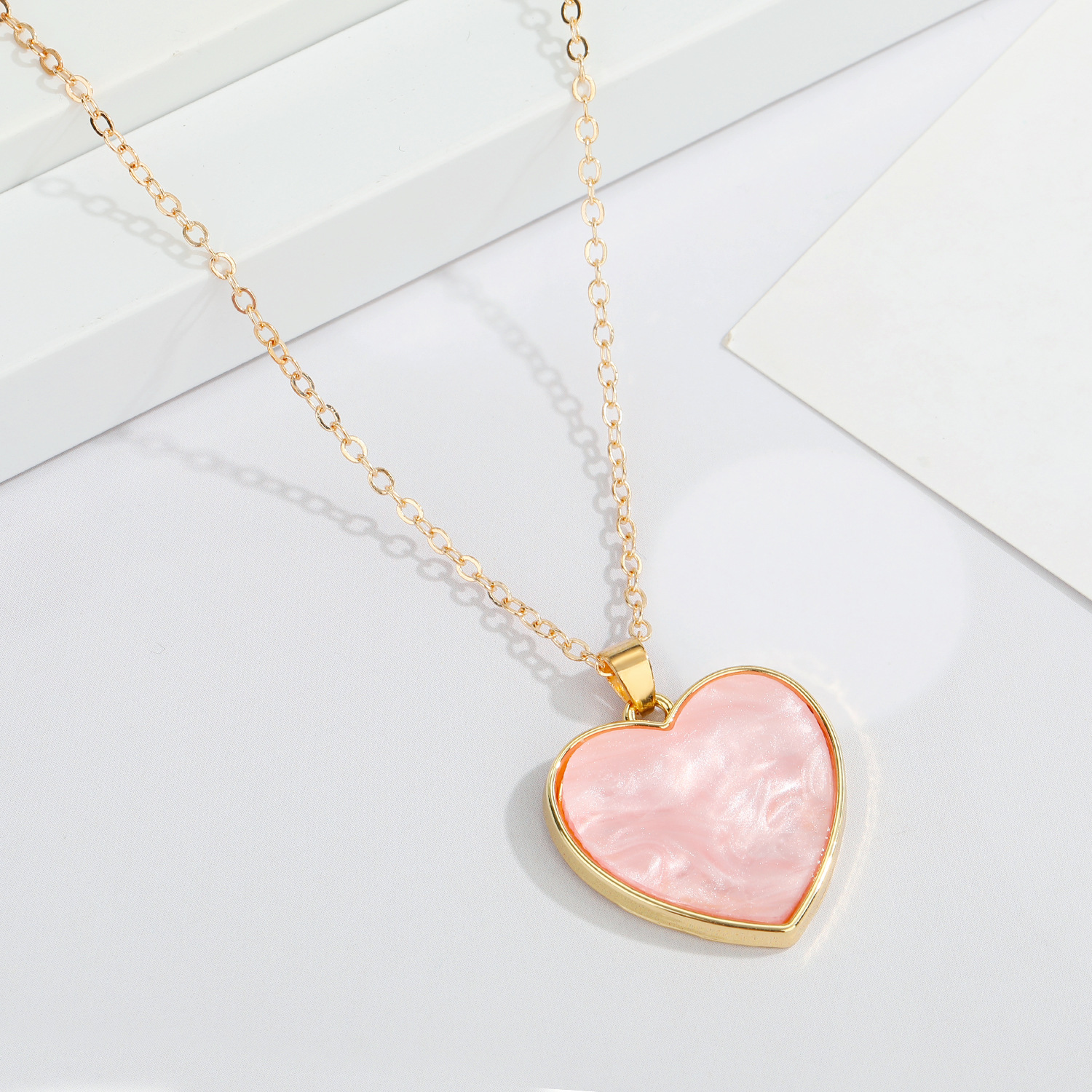 European Cross-Border Sold Jewelry Acetate Love Necklace Simple Ins Style All-Match Love Pendant Cla