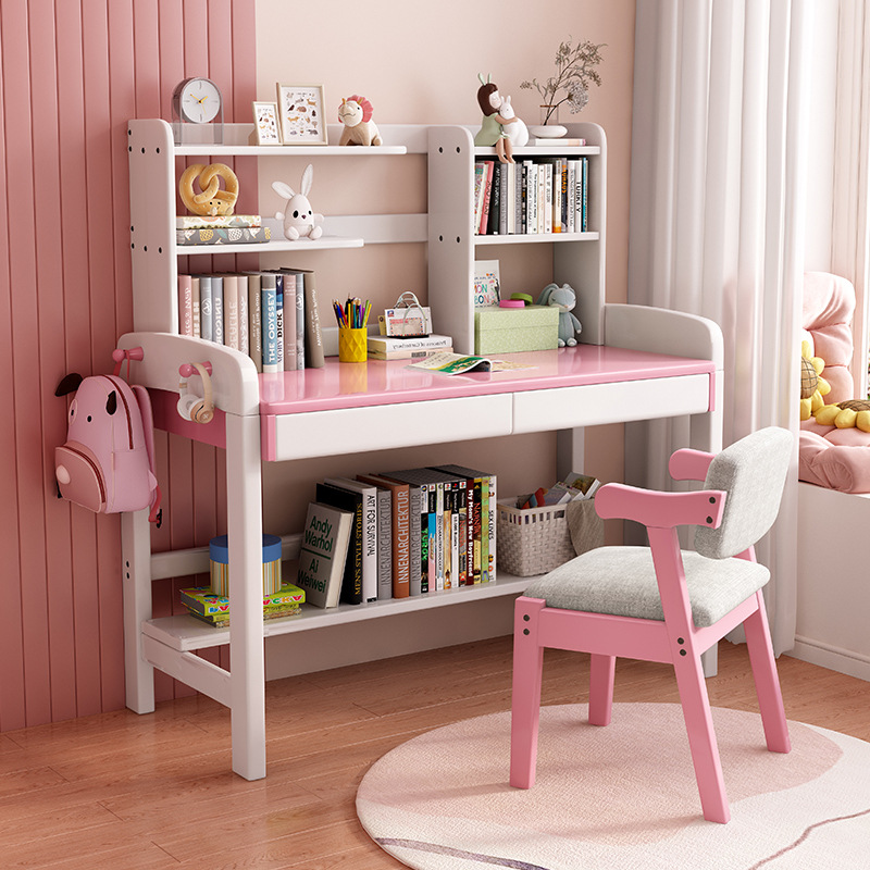 Escritorio de madera maciza simple hogar de elevación para niños Escritorio de estudio y silla estudiante escritorio de la computadora Escritorio