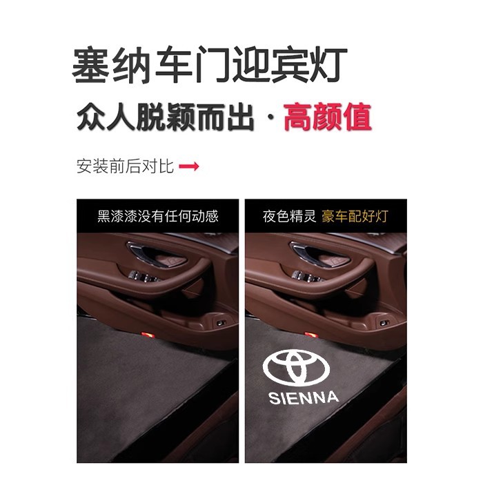 Aplicable a la luz de bienvenida de Toyota Senna Grivia Senna puerta láser no desvanece lámpara de proyección de puerta
