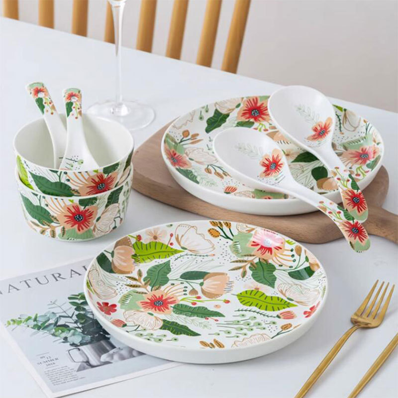 Colorful clouds and flowers series of pastoral rice dishes ceramic dishes dishes dishes for household bowl Small Colorful clouds and flowers series of pastoral rice dishes ceramic dishes dishes dishes for household bowl Small