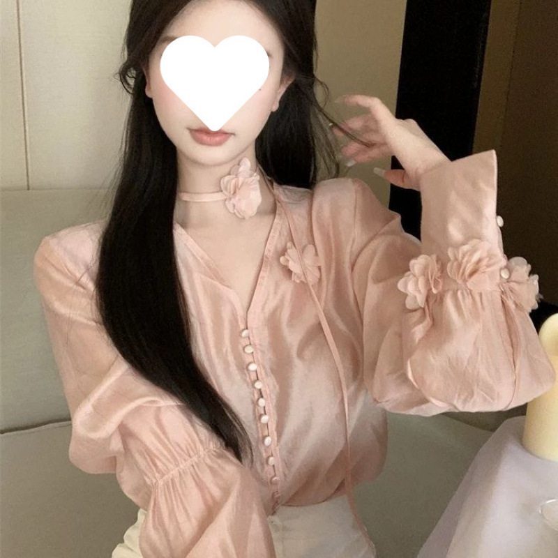 法式温柔粉色2025耳边衬衫新款设计气质衬衣上衣|undefined