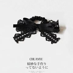 高級レトロブラックレースリボンリボンヘアゴム韓国風ボールヘアゴム
