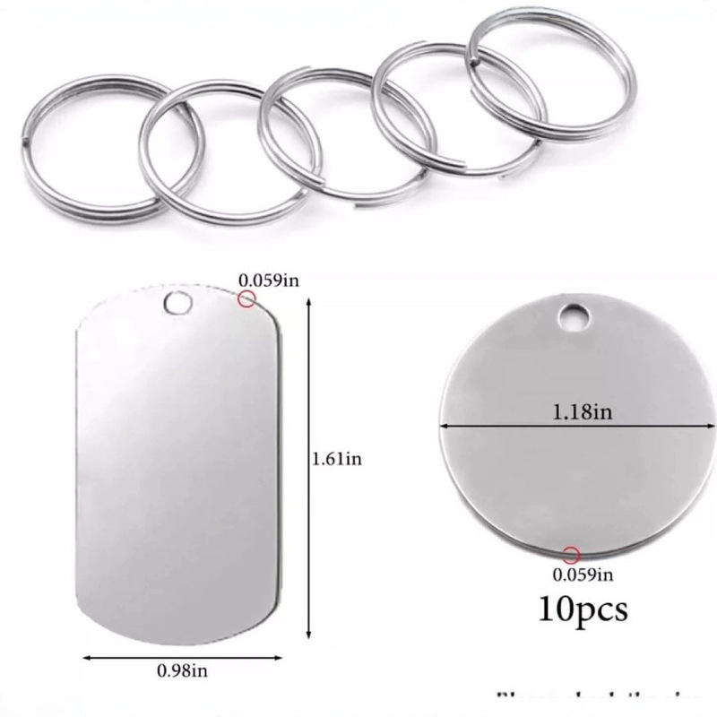 European and American cross-border titanium steel military key chain metal lettering blank material tag stainless steel dog tag pendant wholesale