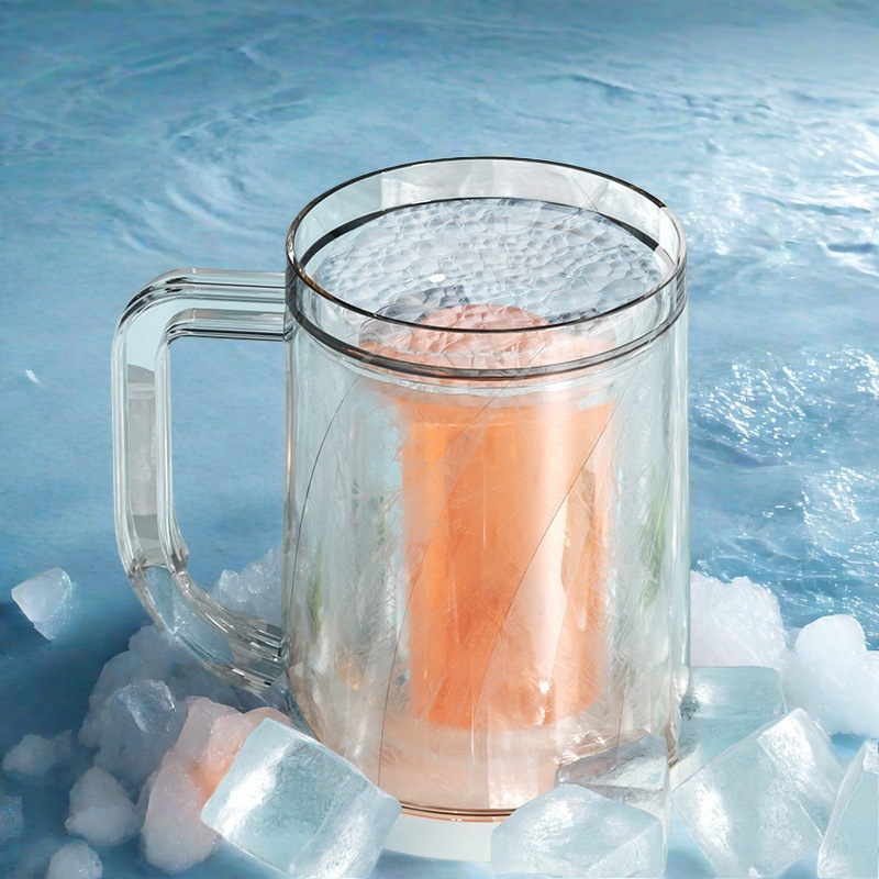 夏用二層アイスアイスカップ、コールドアイスカップ、中間層液体冷蔵庫冷凍カップ、コールドドリンクカップ、アイスビール卸売|undefined