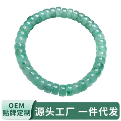 アフリカ産翡翠氷透花玉ブレスレット、薬用ビーズ、氷のように透明な緑色の花模様翡翠玉、男女兼用、ニッチなブレスレット、2025年新作