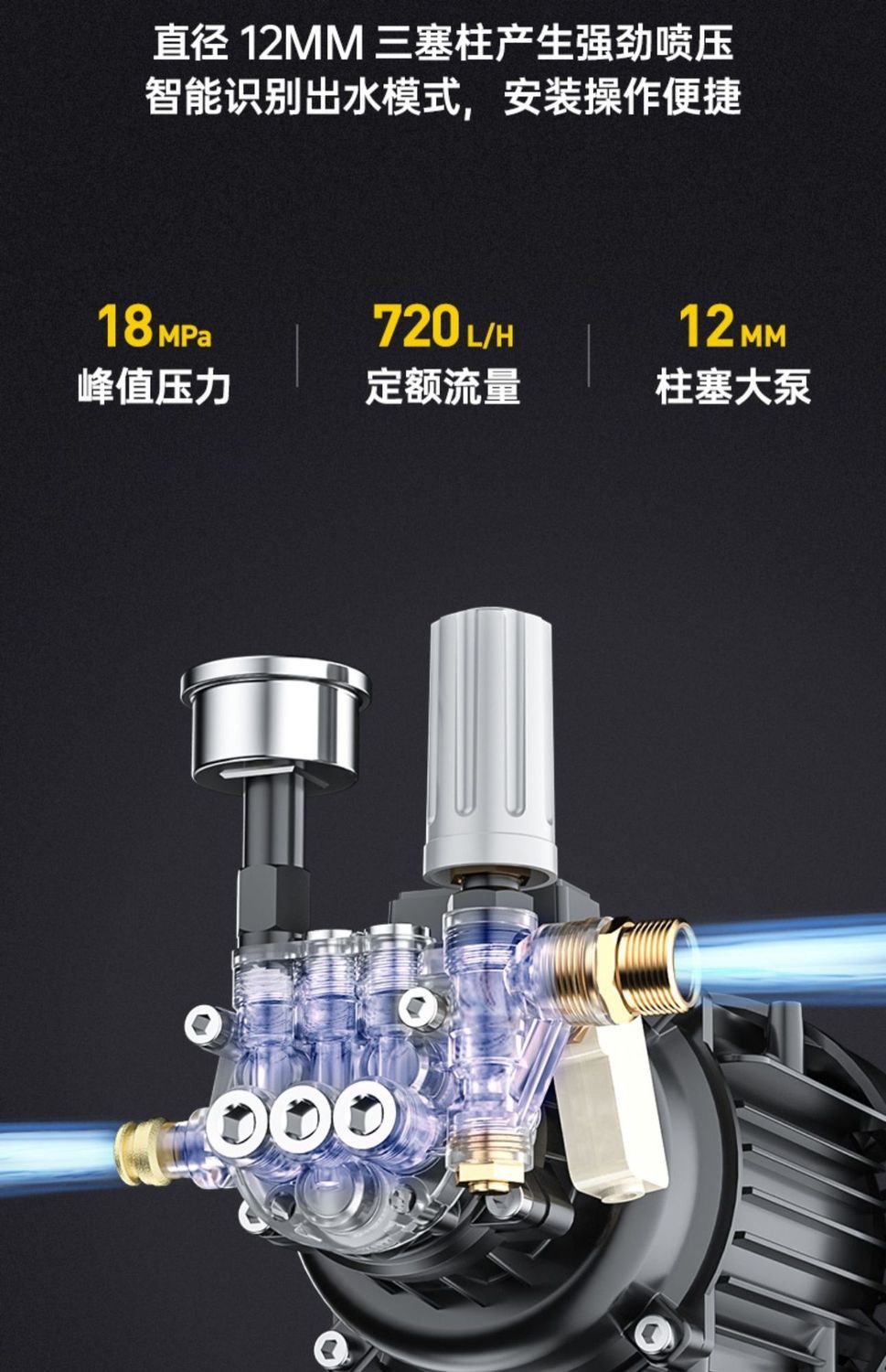 High-Pressure Car Washer Water Pump for Home Use, 220V High-Power Powerful Cleaning Machine, Car Wash Water Gun with Booster for Vehicles