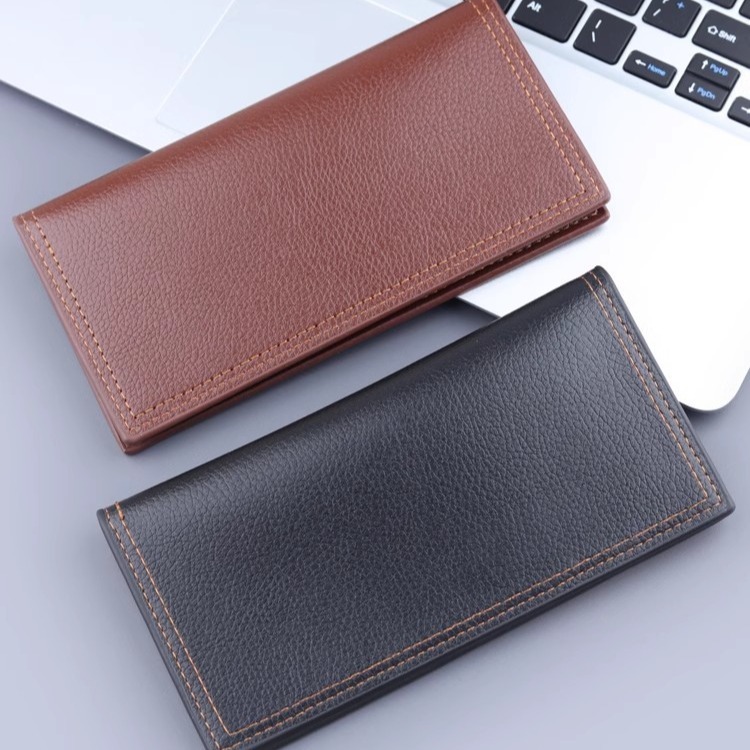 Wallet Men's Long Genuine Leather Ultra-Thin 2024 New Soft Cowhide Zipper Wallet Youth Business Wallet Trendy Brand