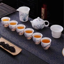 壶商务套装手绘盖碗茶茶具功夫办公室茶具素烧会客羊脂玉家用