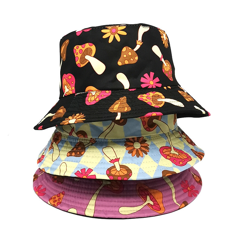 Women's Cute Flower Mushroom Printing Flat Eaves Bucket Hat display picture 2