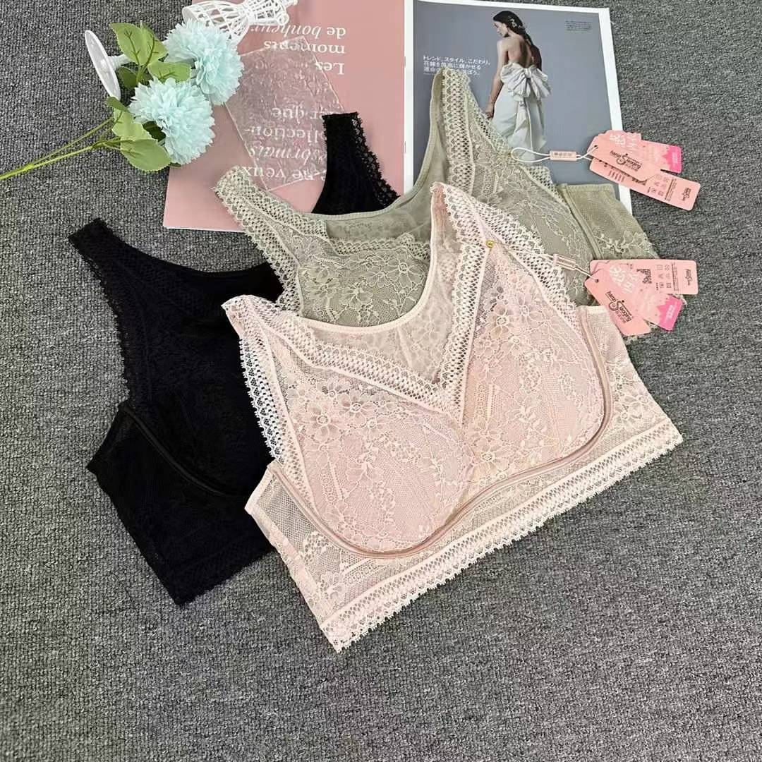 Nueva copa fija de encaje, chaleco de alta calidad, bra de yoga sin anillo de acero, ropa interior deportiva, mujer al por mayor