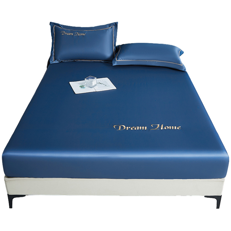 2025 nueva ropa de cama de seda de hielo fresca de verano, funda protectora de colchón de una pieza, funda de cama, juego de tres piezas 2025 nuevo