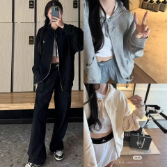 2025秋季Alo金智秀同款抽绳连帽休闲运动宽松连帽卫衣外套女