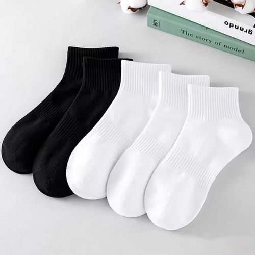 Men's Short Socks Spring and Autumn Thin Breathable Mid-Calf Fall Pure White Trend Anti-Odor Absorbent Summer Short Boat Socks