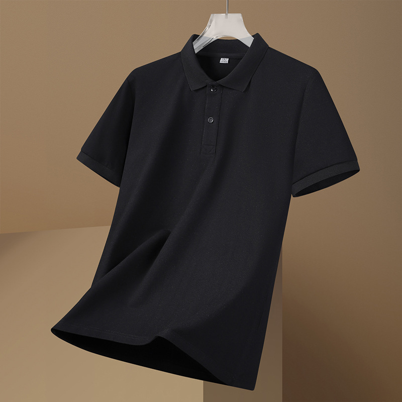 2025 新しいメンズ高品質ソリッドカラーポロシャツ半袖 tシャツ紳士服夏トップラペルビジネステーシャツ M|undefined