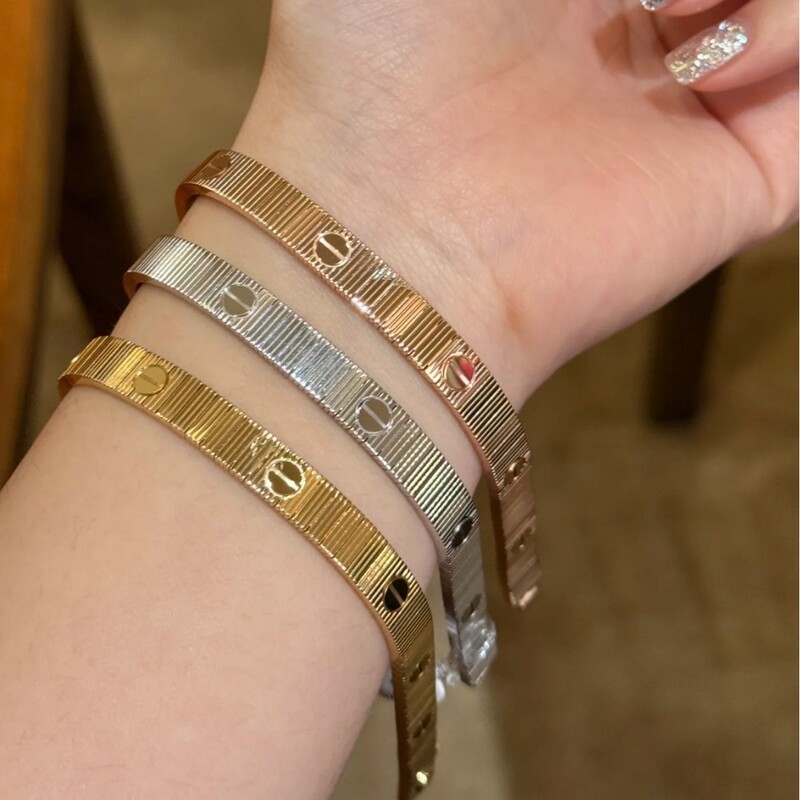 High-End Cnc New Love Bracelet, Exquisite Classic Threaded Gold Ribbon Bracelet, Unisex