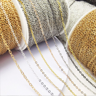 Pure Copper Color-Preserving Chain 0-Shaped Chain DIY Necklace Hairpin Material Dongguan Jewelry Accessories Loose Chain Wholesale Silver-Plated Chain
