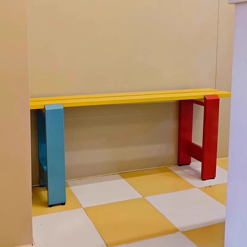 ☆ Home Colorful Shoe-Changing Bench, Entryway Dining Chair, Long Bench, Nordic Style, Fashionable Memphis Dopamine Double Combination