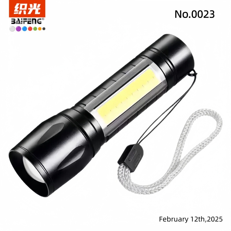 Outdoor Strong Light Flashlight Telescopic Zoom USB Rechargeable Mini Flashlight Small and Portable Gold Hoop Flashlight