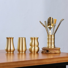 純銅黃銅茶道六君子普洱茶刀茶筒茶夾茶勺茶針養壺筆茶具配件批發