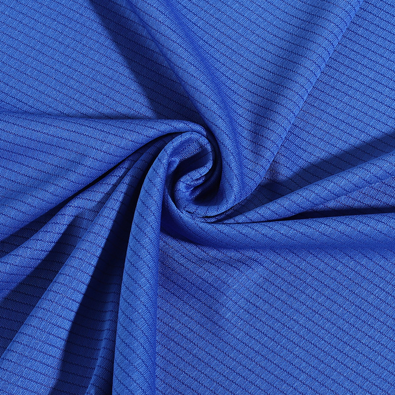 针织全涤沦材质面料 宝蓝色男士服装方格布 运动瑜伽纹理布料