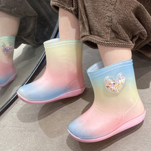 潮流時尚兒童雨鞋女孩公主愛心雨靴幼兒園寶寶水鞋2-7歲女童膠鞋