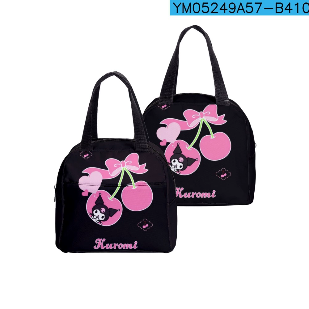 Lunch bag (Kuromi) — hand‑carry school lunch tote, zip closure, lightweight 0.15 kg
