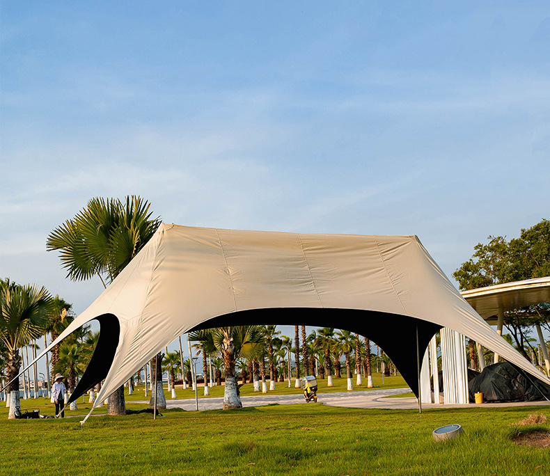 Extra-large and extra-high 3.2m high-height vinyl canopy tent for outdoor camping, one-piece, no assembly required, quick-open, rainproof