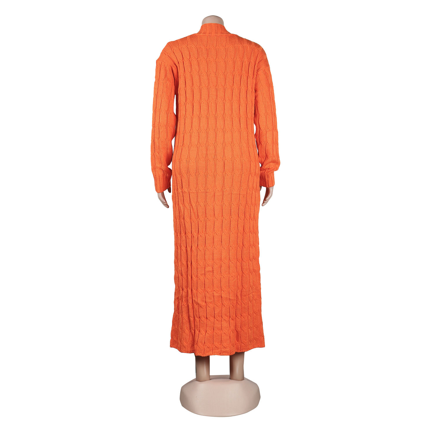 Damen Strickjacke Lang Aus Grobstrick In Unifarben Wintermantel_voghion.com