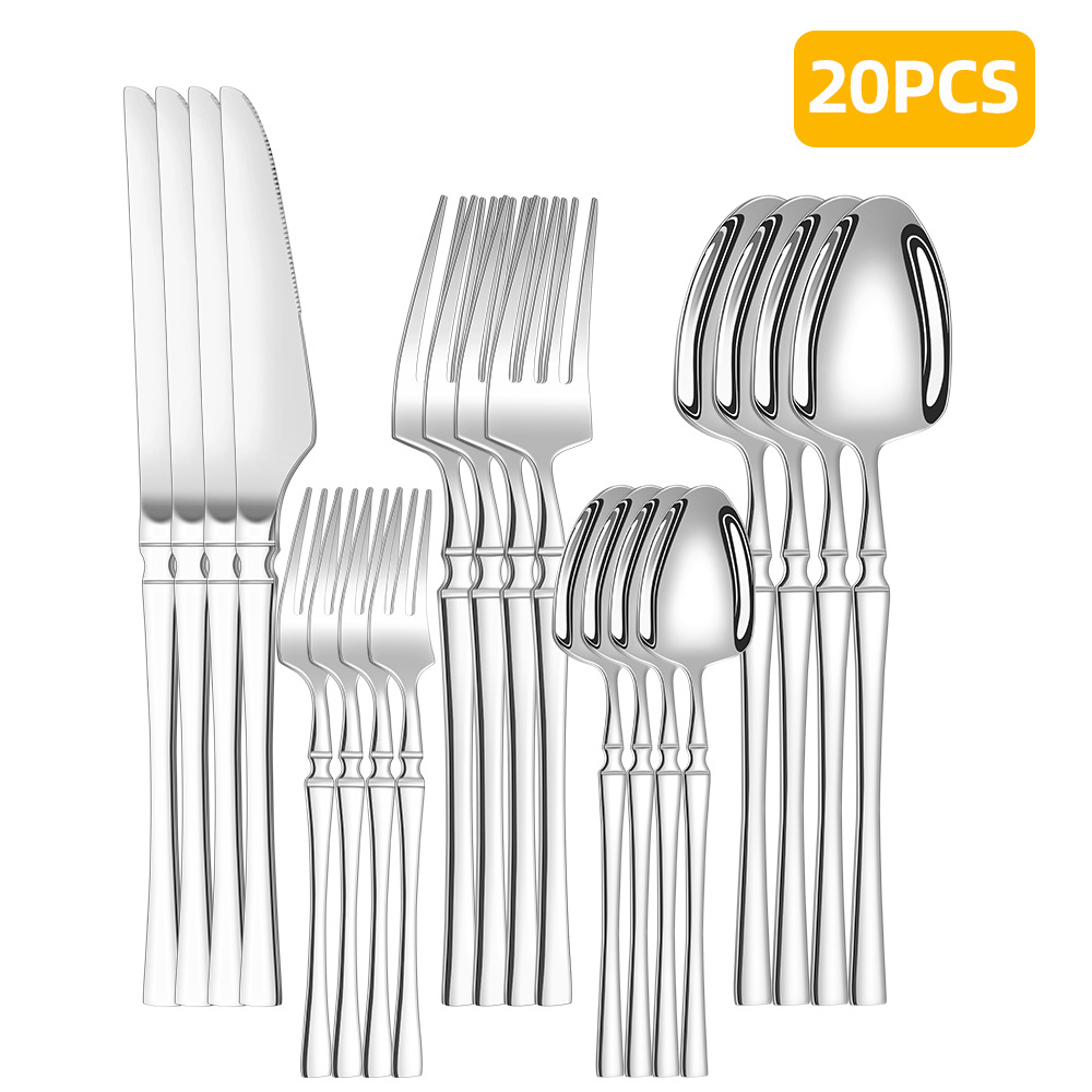 Suministro transfronterizo de vajilla de acero inoxidable, cintura pequeña, juego de 30 piezas, restaurante occidental, bistec de acero inoxidable, cuchillo, tenedor y cuchara