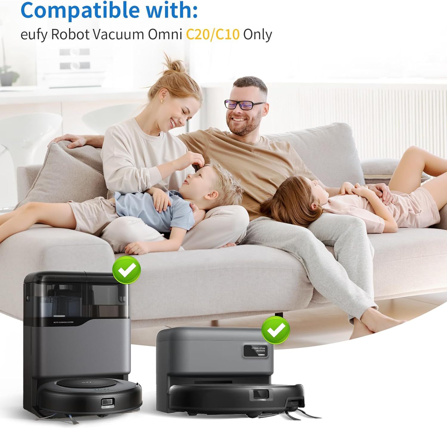 Encore Eufy C20 omni/C10 süpürme robotu aksesuarları için uygun aktif karbon dokunmamış toz torbası