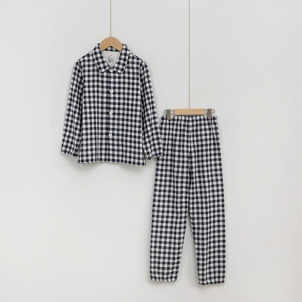 Детские пижамы MUJI в японском стиле из чистого хлопка, двухслойный марлевый комплект домашней одежды для маленьких детей, весенне-летняя тонкая марлевая верхняя одежда
