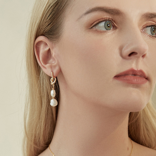 Organic brand retro long earrings pearl