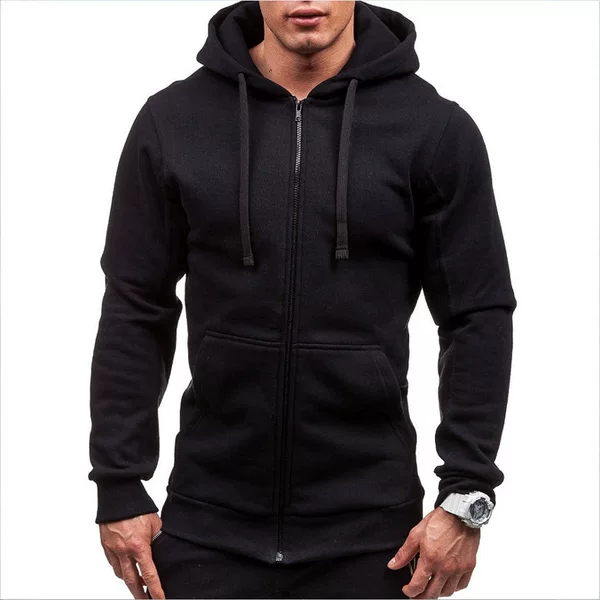 2026 New Spring and Autumn Casual Sweatshirt Zipper Hooded Sweatshirt Jacket Men's Solid Color Cardigan Sports Sweatshirt